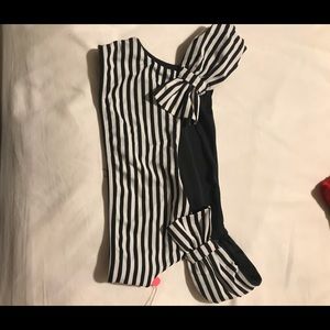 Black and white Lolli striped bikini top